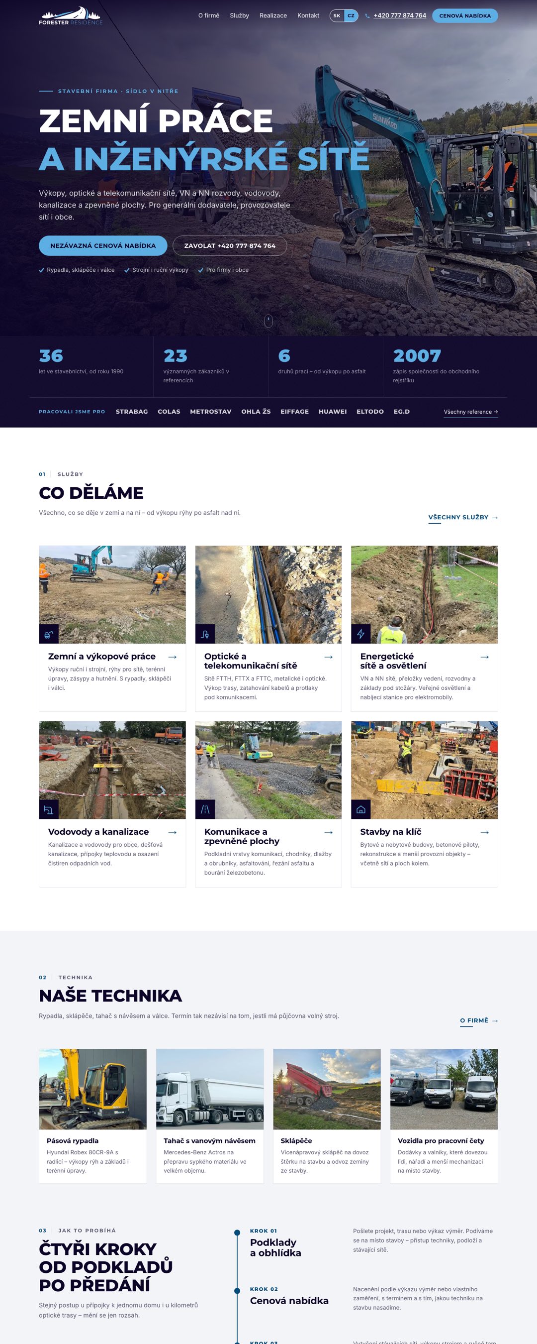 Preview of the Forester Residence website, earthworks and utility networks in Nitra
