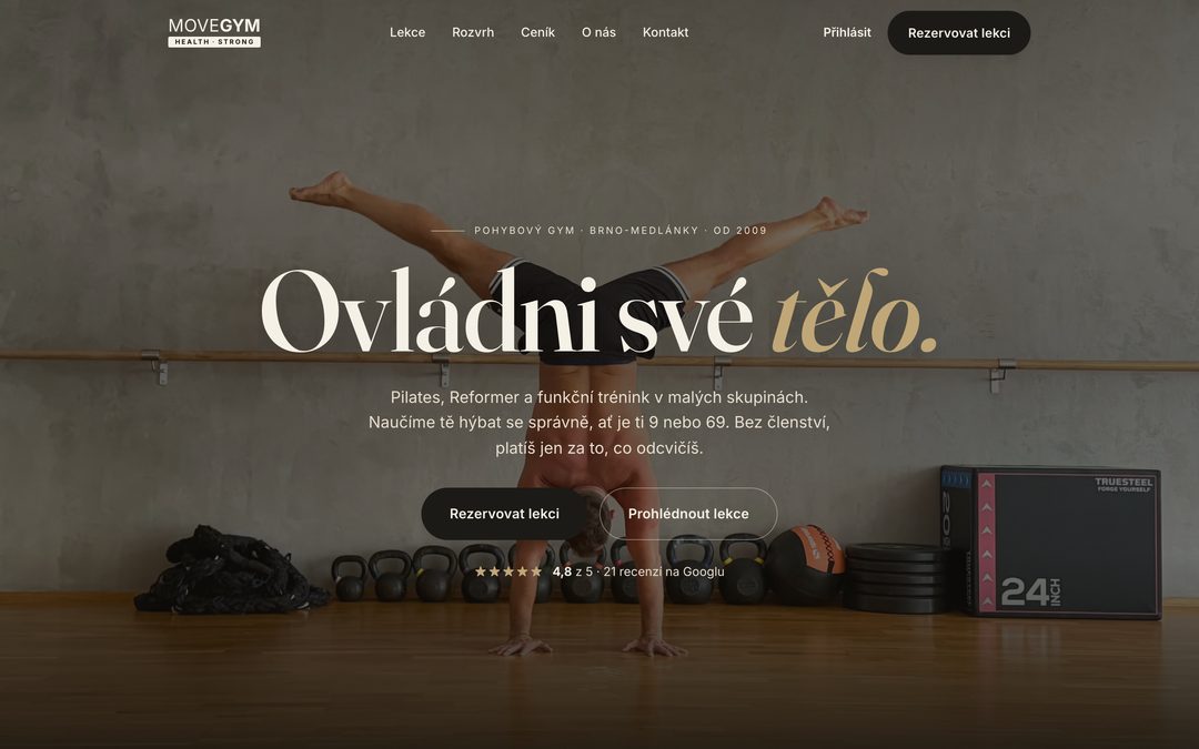Náhled webu MoveGym Brno, pohybový gym v Medlánkách