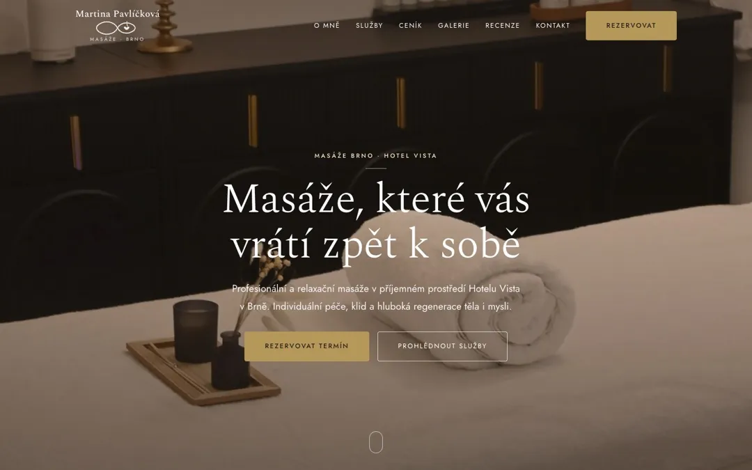 Živý web Masáže Brno, Martina Pavlíčková