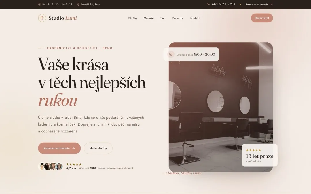 Náhled webu Studio Lumi